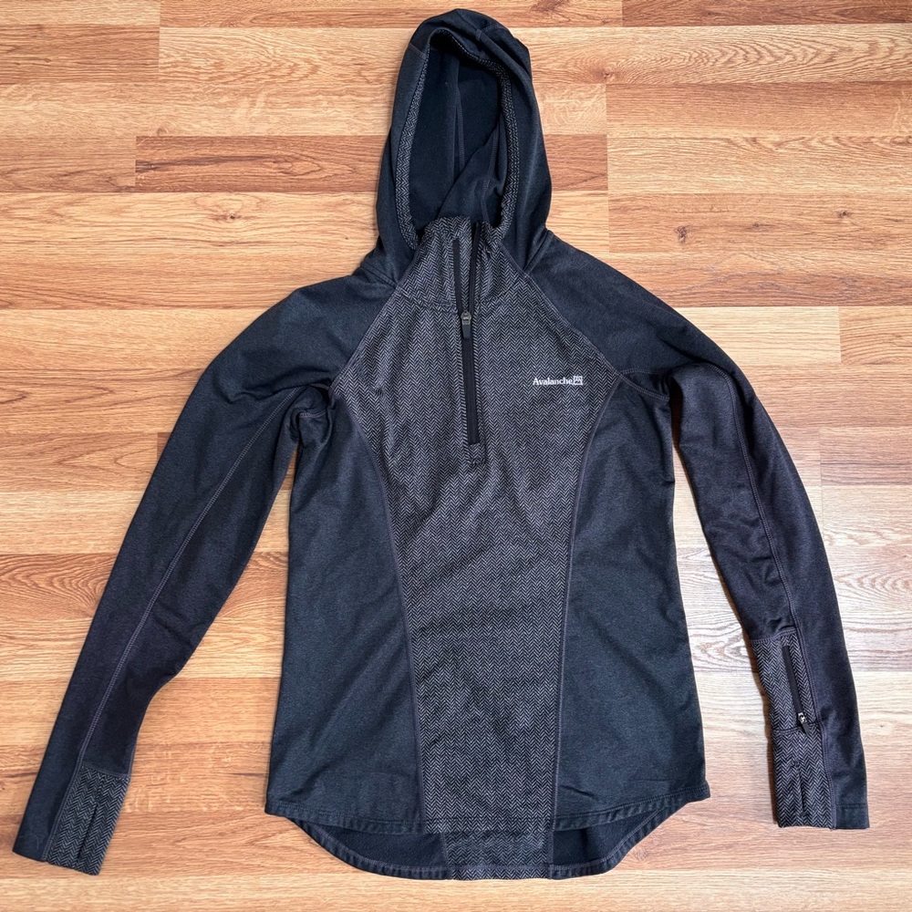 Avalanche Charcoal Herringbone Quarter Zip Astra Hoodie Womens Size Medium